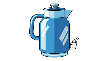 Blue water dispenser jug with faucet illustration, convenient for office and home use
