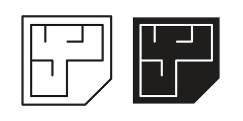 Architecture plan icons. silhouette icon vector flat illustration on white background. line art icons © Hunt