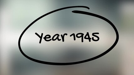 Year 1945 Handwriting with Black Marker on Glass Surface