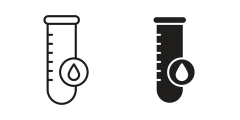 Blood test icons. silhouette icon vector flat illustration on white background. line art icons