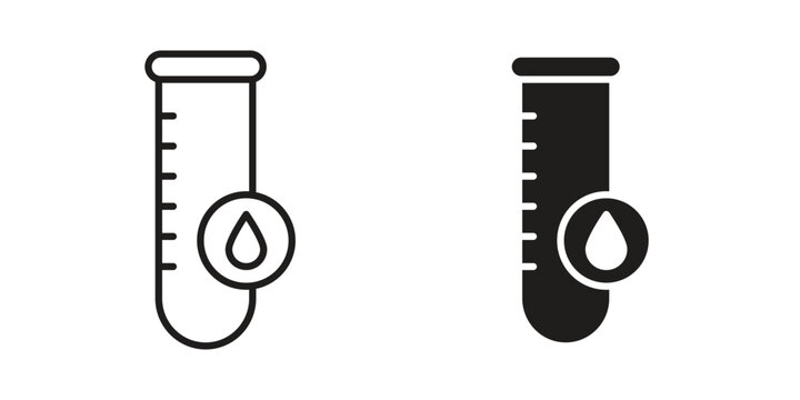 Blood test icons. silhouette icon vector flat illustration on white background. line art icons