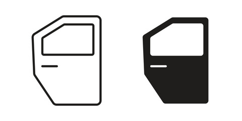car door icons. silhouette icon vector flat illustration on white background. line art icons