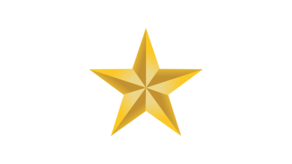 Shiny Golden Five-Pointed Star Icon on Black Background Representing Success, Quality, and Achievement