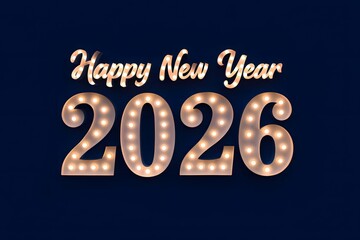 Happy new year 2026 marquee lights celebration greeting