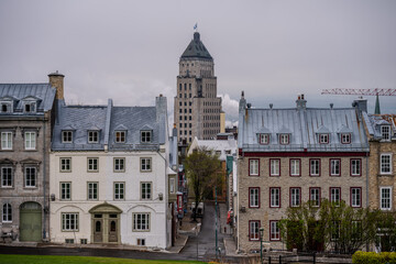 Historic buildings and &Eacute;difice Price tower in Old Quebec City