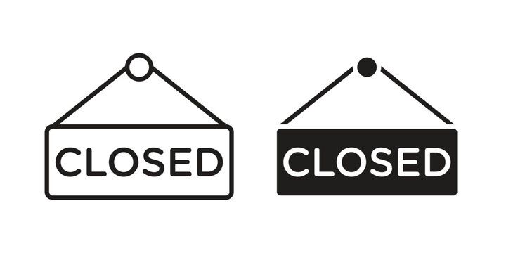 Closed sign icons. silhouette icon vector flat illustration on white background. line art icons