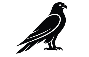 Obraz premium Black falcon silhouette with white accents on white background bird 1