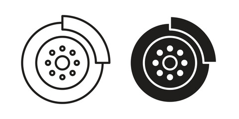 Disk brake icons. silhouette icon vector flat illustration on white background. line art icons © Hunt
