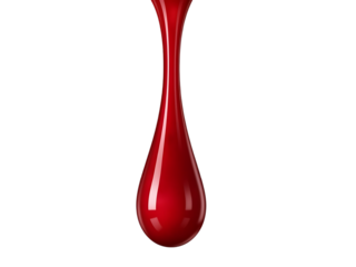 A single red blood drop isolated on transparent background