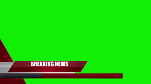 Breaking news lower third with blank text and seamless looping 4k green screen