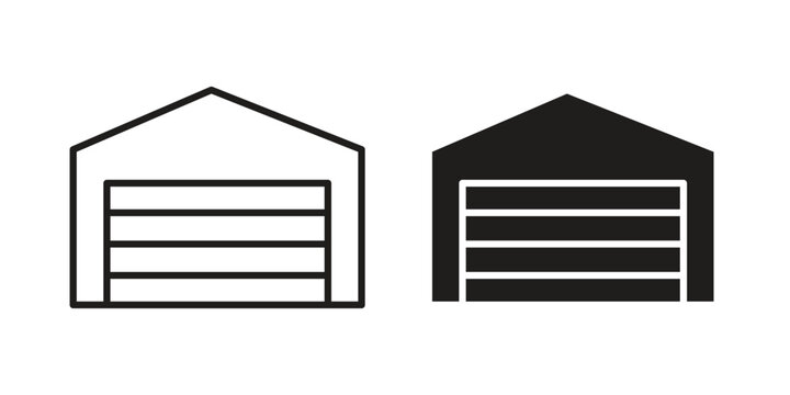 Garage icons. silhouette icon vector flat illustration on white background. line art icons