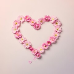 Obraz premium Delicate pink flowers in heart shape