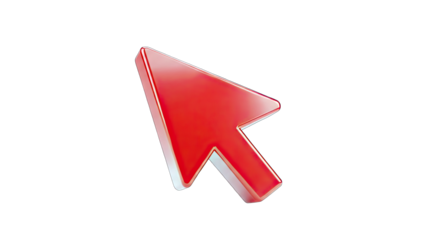 Red Cursor Pointing Right on White Background