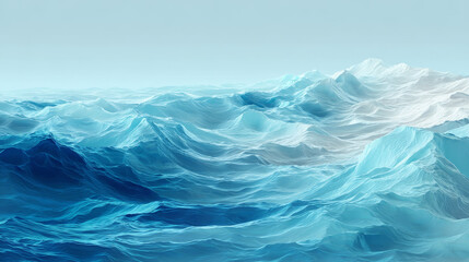 Obraz premium Blue abstract ocean seascape featuring a realistic sea surface with gentle waves, designed as a natural background and 3D vector illustration suitable for covers, banners, flyers, posters, and brochur