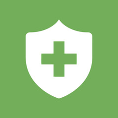 Obraz premium Shield with Medical Cross Icon, Health Protection and Security Symbol