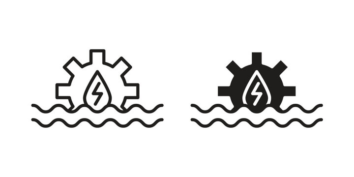 Hydro power icons. silhouette icon vector flat illustration on white background. line art icons