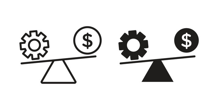 Leverage icons. silhouette icon vector flat illustration on white background. line art icons