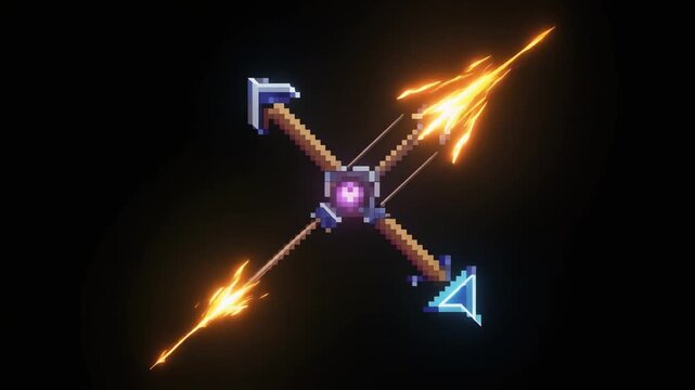 Futuristic Bow and Arrow with Fiery Arrows.