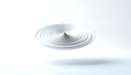 Obraz premium Abstract white circular ripple form with smooth layered rings floating on light background for modern design