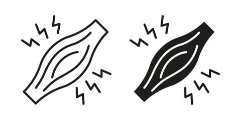 Myalgia icons. silhouette icon vector flat illustration on white background. line art icons