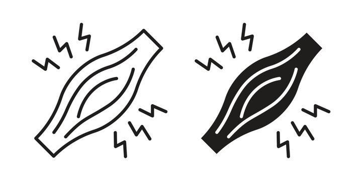 Myalgia icons. silhouette icon vector flat illustration on white background. line art icons