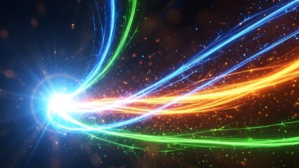 Vibrant cosmic energy lines radiating from a bright light source