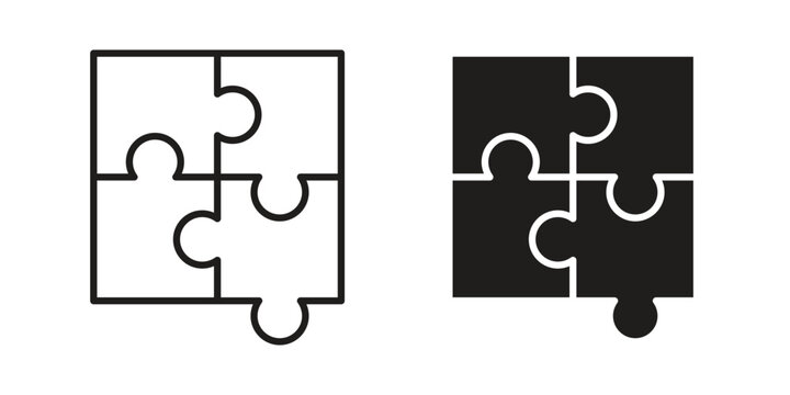 Puzzle icons. silhouette icon vector flat illustration on white background. line art icons