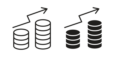 Revenue icons. silhouette icon vector flat illustration on white background. line art icons