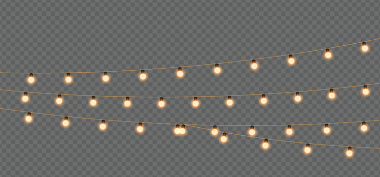 String of warm yellow glowing cafe lights