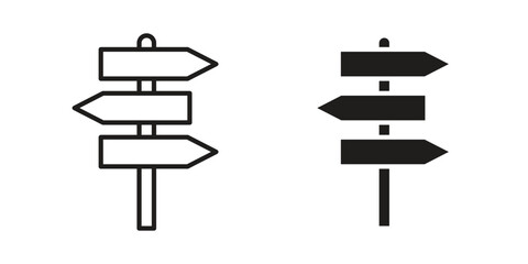 Signpost icons. silhouette icon vector flat illustration on white background. line art icons © Hunt