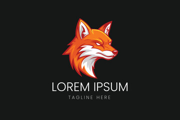 Orange Fox Head Portrait Mascot Vector logo template