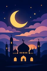 Night sky over mosque
