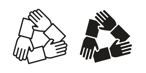 Obraz premium Teamwork icons. silhouette icon vector flat illustration on white background. line art icons