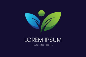 Human Figure with Sprouting Leaves Icon Vector logo template