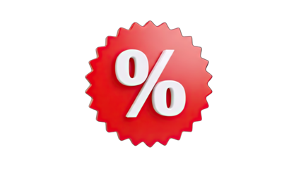 Red Percentage Sign on a Starburst - Discount Concept