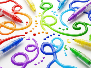 colored pencils on white background