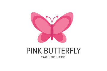 Pink Butterfly Symmetrical Wings Icon Vector logo template