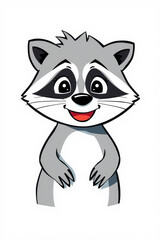 Happy Raccoon Character with Friendly Smile
