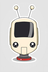 Kawaii Robot Head Mascot with Antennas Vector