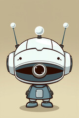 Minimalist Robot Head Icon with Antennas