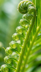 Fresh green botanical macro photography showing vibrant plant details with natural light and organic textures