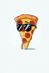 Cool Pizza Slice Character with Sunglasses