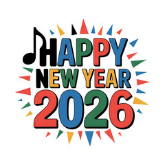 Obraz premium Happy New Year 2026 Colorful Typography with Confetti Celebration