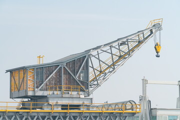 Industrial Harbor Cargo Crane with Hook and Lattice Boom, Venice Italy