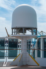 Marine radar radome on cruise ship deck