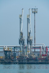 Marine Loading Arms at Oil Terminal in Porto Marghera, Venice, Italy