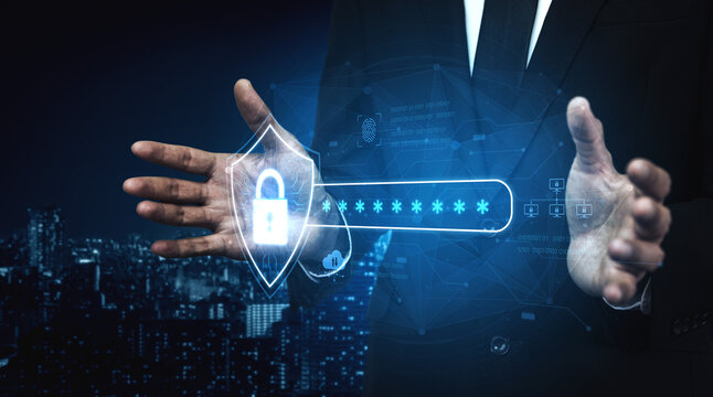 A concept of advanced network security. This system combines password protection with biometric fingerprint authentication and cloud data verification for secure access. Fermion - Powered by Adobe