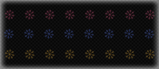 Colorful Snowflake Patterns Transparent Background Decorative Elements Winter Designs