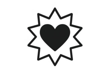 Black heart icon with star burst outline