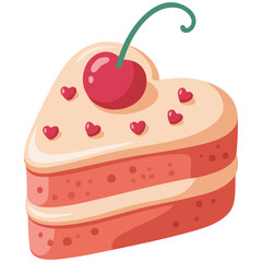 Yummy piece layer cake gateau coated chocolate buttercream cherries sweet